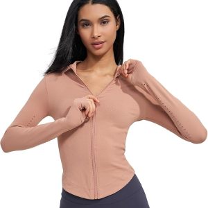 sphinx cat Womens Athletic Long Sleeve Full Zip Running Track Jacket Workout Yoga Sportwear with Thumb Holes Slim Fit