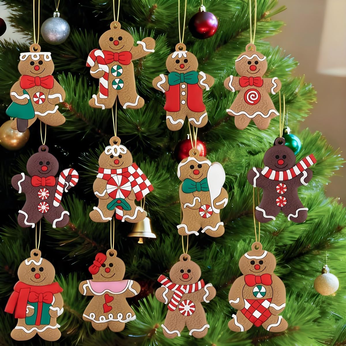 12 Pcs Gingerbread Man Ornament Gingerbread Men Ornaments of Various Shapes for Christmas Tree Gingerbread Christmas Decorations 12 Pcs Gingerbread Man Ornament Gingerbread Men Ornaments of Various Shapes for Christmas Tree Gingerbread Christmas Decorations