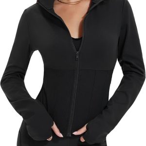 AFZ Workout Jackets for Women Lightweight Slim Fit Athletic Zip Up Jacket with Pockets for Running Yoga