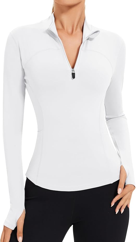 AKEWEI Womens Long Sleeve Workout Tops Quarter Zip Pullover Quick Dry Crop Athletic Slim Fit Yoga Shirts AKEWEI Womens Long Sleeve Workout Tops Quarter Zip Pullover Quick Dry Crop Athletic Slim Fit Yoga Shirts