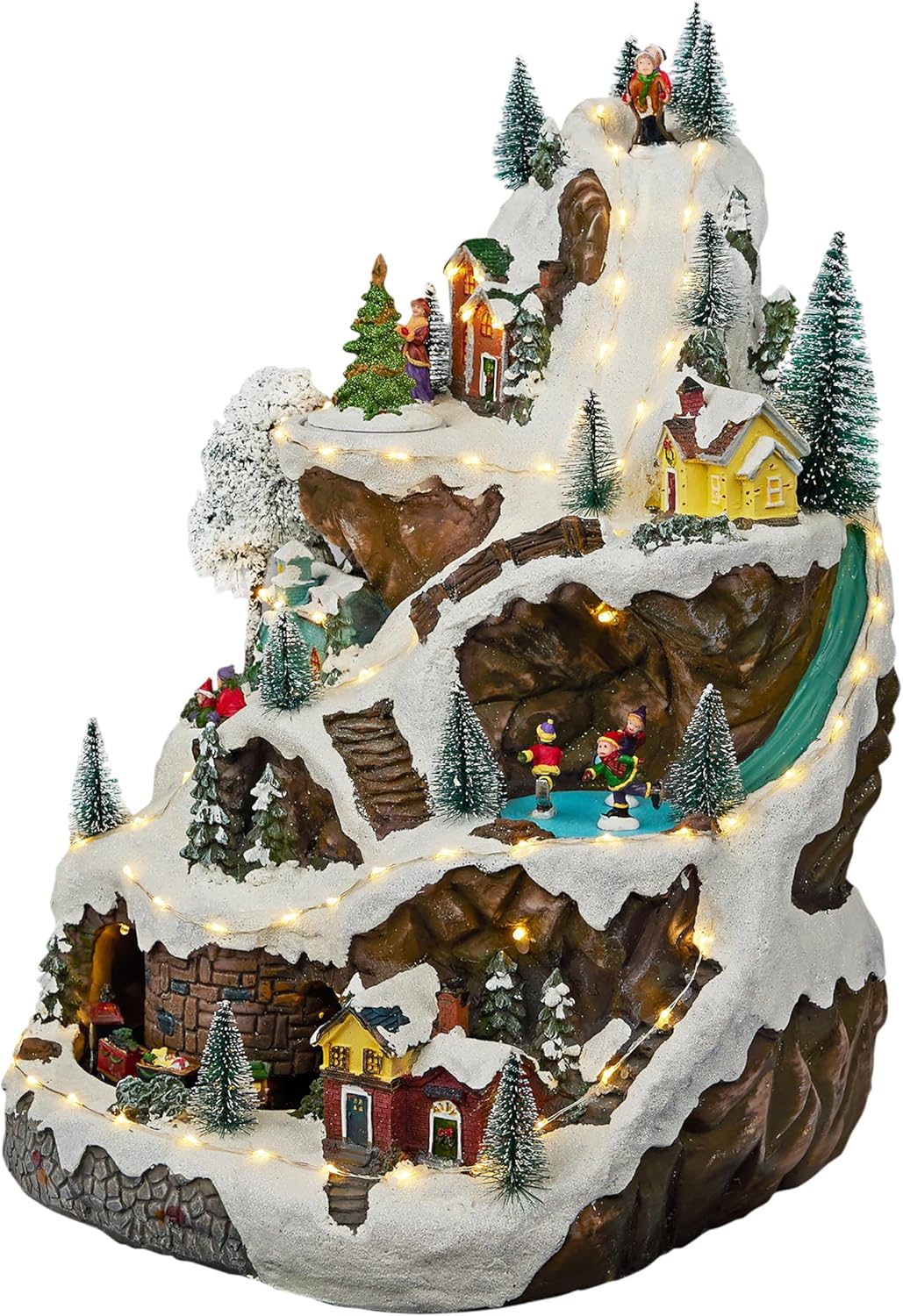 Alpine Corporation 18 Tall Indoor Animated Winter Wonderland Set with 75 LED Lights, Music, Moving Train, Tabletop Christmas Decoration Alpine Corporation 18" Tall Indoor Animated Winter Wonderland Set with 75 LED Lights, Music, Moving Train, Tabletop Christmas Decoration