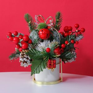 Artificial Christmas Flowers with Christmas Packing The Cylinder vase Greeting Card Gift Bag