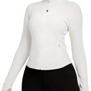 Auxo Workout Jackets for Woman UPF 50+ Zip Up Athletic Jacket Gym Yoga Tops with Pockets