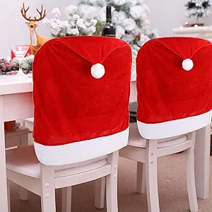 CCINEE 4pc Red Hat Dining Chair Slipcovers,Christmas Chair Back Covers Kitchen Chair Covers for Christmas Holiday Festival Decoration