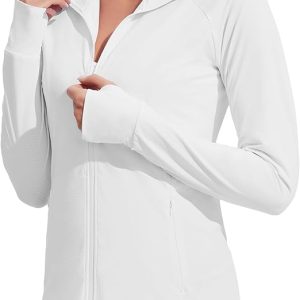 COOrun Women's UPF 50+ Jackets Sun Protection Golf Athletic Jackets Lightweight Full Zip Long Sleeve Shirts with Pockets