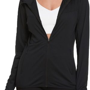 COOrun Women's UPF 50+ Sun Protection Hoodie Jacket Lightweight Full Zip Running Jacket Athletic Jacket with Thumb Holes