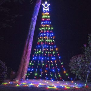 Christmas Decoration Lights, Outdoor Christmas String Light 320 LED 11.5 Ft Waterfall Tree Lights with Big Star Topper 8 Light Modes for Xmas New Year Holiday