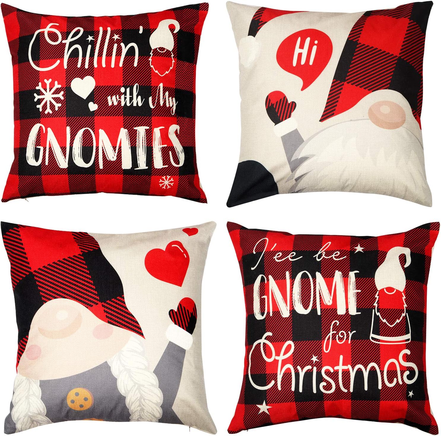 D-FantiX Gnome Christmas Pillow Covers 18x18 Set of 4, Christmas Decorations Pillow Cases Decorative Throw Pillow Covers, Pillowcase Xmas Decoration D-FantiX Gnome Christmas Pillow Covers 18x18 Set of 4, Christmas Decorations Pillow Cases Decorative Throw Pillow Covers, Pillowcase Xmas Decoration