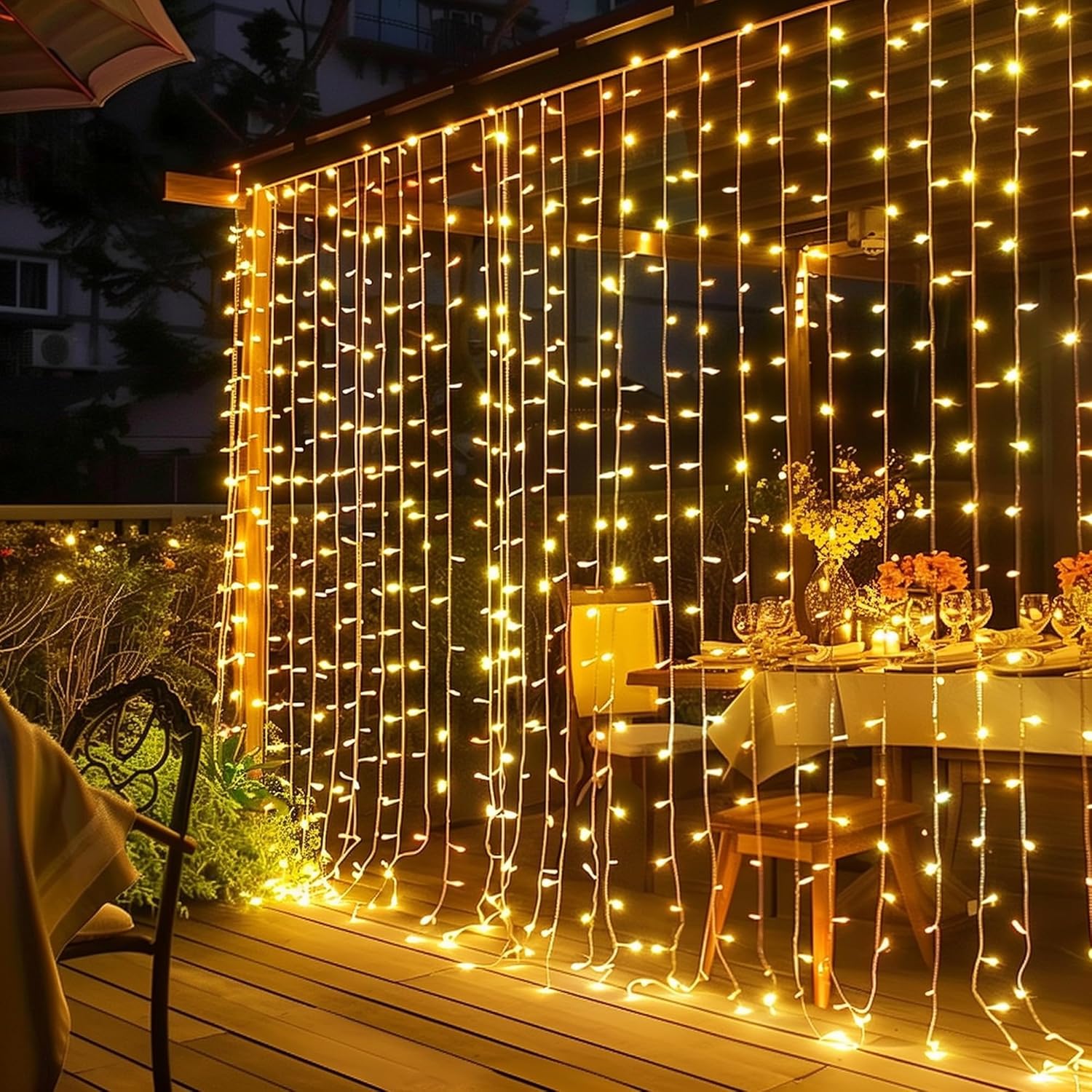 Dazzle Bright 300 LED Curtain Lights, Plug in Fairy Curtain Lights for Bedroom, Christmas Hanging String Lights Outdoor Dazzle Bright 300 LED Curtain Lights, Plug in Fairy Curtain Lights for Bedroom, Christmas Hanging String Lights Outdoor