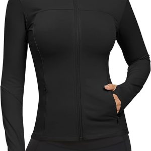 GYM RAINBOW Workout Jackets for Women, Full Zip Slim Fit Lightweight Athletic Running Sports Track Jacket with Pockets