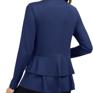 LURANEE Women's Golf Athletic Jackets with Pleated Tennis Skirt Hem Lightweight Full Zip Long Sleeve Shirts with Pockets