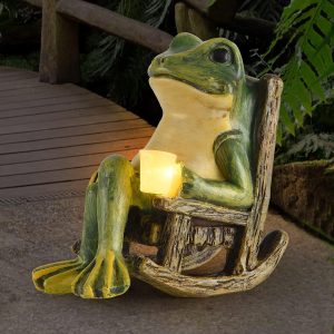 Miniature Frog Garden Statue Gifts Christmas Decorations Fairy Garden Accessories Outdoor Lights Solar Garden Frog Decor Art Housewarming Gift