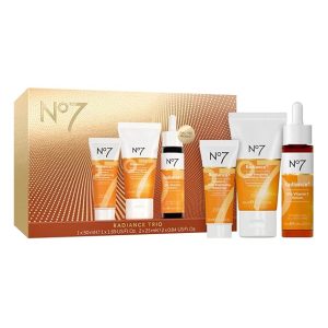 No7 Radiance Trio Gift Set - Includes Radiance+ Brightening Vitamin C Face Moisturizer, 15% Vitamin C Facial Serum