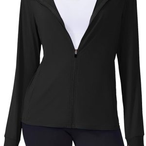 PINSPARK Women's UPF 50+ Sun Protection Hoodie Jacket Lightweight Full Zip Athletic Jacket Long Sleeve Shirt with Pockets