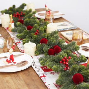 SY Super Bang 6FT Christmas Garland, Artificial Green Garland Christmas Decorations with Velvet Ball Red Berry Exquisite Ornaments