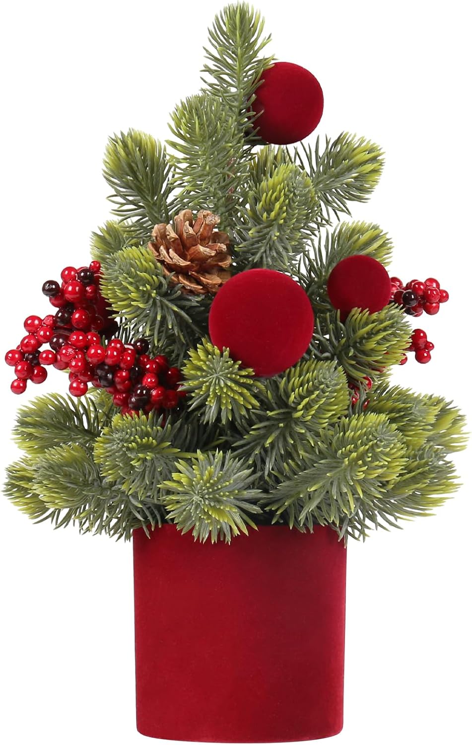 Small Christmas Tree, 12Inch Artificial Burgundy Velvet Ball Berry Mini Tabletop Christmas Decorations, for Home Party Thankgivings Xmas Indoor Decor Small Christmas Tree, 12Inch Artificial Burgundy Velvet Ball Berry Mini Tabletop Christmas Decorations, for Home Party Thankgivings Xmas Indoor Decor
