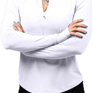 Women Workout Fitness Long Sleeve Quarter Zip Athletic Slim Fit Crop Yoga Shirts Gym Tops