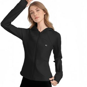 Women's Fleece Running Jacket with Thumbholes Lightweight,Zip Up Athletic Hoodies Jackets