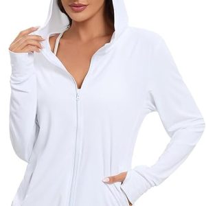 Women's Sun Protection Jacket UPF 50+ Full Zipper Long Sleeve UV Hoodie Shirts Outdoor Athletic Jacket with Pocket