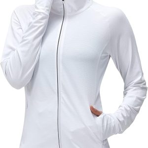 Women's UPF 50+ UV Sun Protection Clothing Long Sleeve Athletic Hiking Shirts Lightweight SPF Zip Up Outdoor Jacket