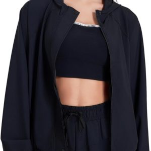 altiland Lightweight Workout Hooded Jacket for Women, UPF 50+ Full Zip Athletic Gym Running Jackets with Pockets
