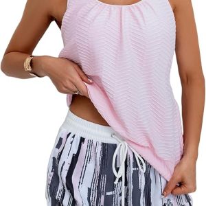 Aidonger Tankini Swimsuit for Women Modest Two Piece Bathing Suit Scoop Neck Swim Suits with Boy Shorts