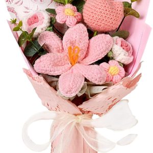 Crochet Flowers Bouquet - Handmade Tulips Roses Daisies Knitted Flowers for Mother's Day Wedding Anniversary