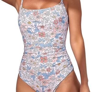 Eomenie Women's One Piece Swimsuits Tummy Control Ruched Bathing Suit 1 Piece Swimwear