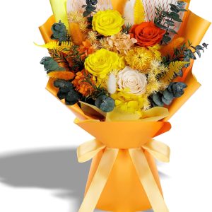 Fall Flowers Gifts for Mom, Flower for Delivery, Preserved Roses Bouquets, Birthday Gifts for Women, Mothers Day Flowers for Wife (Orange)