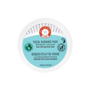 First Aid Beauty - Facial Radiance Pads with Glycolic & Lactic Acids, Daily Exfoliating Pads with AHA, Visibly Smaller Pores, Help Tone & Brighten Skin