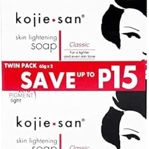 Kojie San Skin and Body Brightening Soap - Original Kojic Acid, Dark Spot Remover Bar Soap with Glycerin & Tea Tree Oil - 65g x 2 Bars