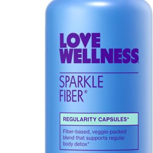 Love Wellness Sparkle Fiber | Fiber Supplement with Digestive Enzymes | Greens Superfood Powder & Psyllium Husk Powder | Promotes Gut Health for Women