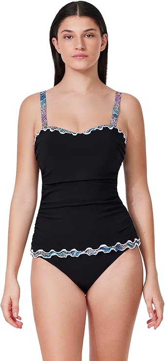 Profile by Gottex Layla Tricolore E-Cup Tankini Top - Built-in Bra, Adjustable Straps, Front Lining, Bottom Sold Separately