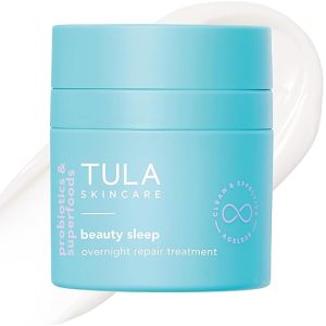 TULA Skin Care Beauty Sleep Overnight Repair Treatment - Anti-Aging, Night Cream, Contains Natural Peptides, AHAs, & Vitamin C