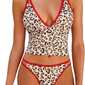 ZAFUL Tankini Swimsuits for Women V Neck Dual Straps Cropped Bikini Swimsuit High Cut 2 Pieces Bathing Suit