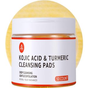 Turmeric Kojic Acid Cleansing Pads: Skin Brightening Turmeric Face Scrub Pads – Gentle Turmeric Facial Pad for Even Skin Tone, Radiant Complexion - Enrich Kojic Acid & Turmeric – 50PCS