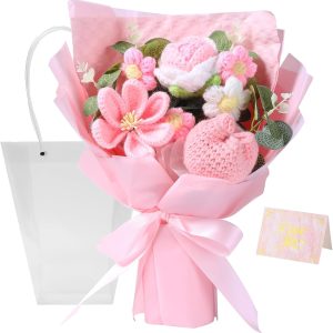 ‌Hand Crochet Romantic Bouquet Everlasting Flowers That Never Wilt Home Décor Birthday Gift Wedding Decoration Valentine's