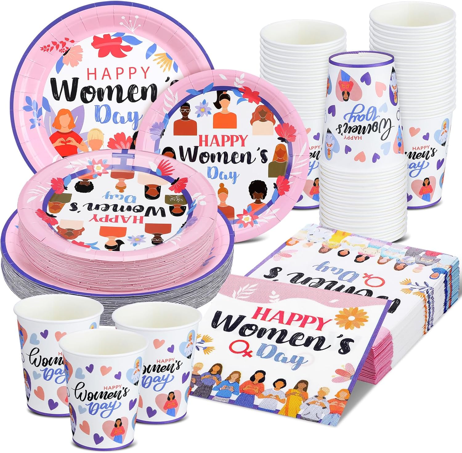 200 Pcs Women's Day Party Supplies Womens History Month Decorations International Womens Day Decoration Plate and Napkin Set Serve 50 Guest 200 Pcs Women's Day Party Supplies Womens History Month Decorations International Womens Day Decoration Plate and Napkin Set Serve 50 Guest