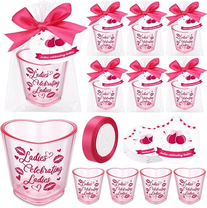 30 Sets International Women's Day Party Favors Bulk Ladies Celebrating Ladies Shot Glasses Heart Shaped Plastic Shot Cups with Gift Card 30 Sets International Women's Day Party Favors Bulk Ladies Celebrating Ladies Shot Glasses Heart Shaped Plastic Shot Cups with Gift Card