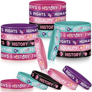 50 Pcs Women's History Month Silicone Bracelet Bulk International Women's Day Party Favors Womens Empowerment Rubber Wristband