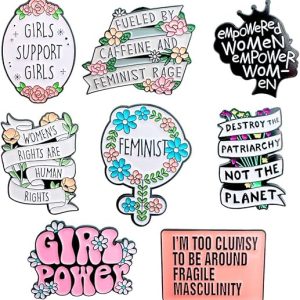 9PC Feminist Pins Brooch Enamel Pin for Girls Girly Power International Women Rights Day History Month Empowerment