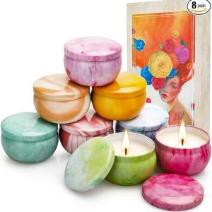 Candles, 8 Pack Artistic Floral & Fruity Candle Gift Set for Women, Paris-Inspired Oil Painting Gift Box, Scented Soy Wax Aromatherapy Candles