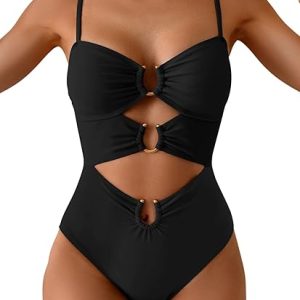 Eomenie Womens Cutout One Piece Swimsuit with Ring Linked Sexy Monokini Bathing Suit for Beach Vacation