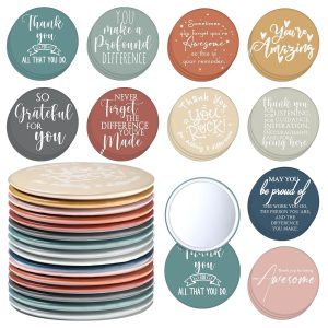 Kigley 50 Pcs International Women's Day for Women Inspirational Compact Mirrors Bulk Employee Appreciation Gifts Round Portable