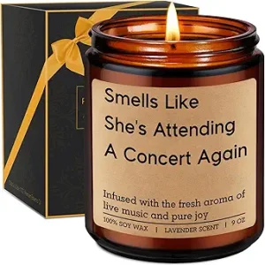 Miracu Candle, Concert Goer, Live Music Lover Gifts for Women, Funny Birthday Valentines Day Unique Musical Themed Room Decor, Cool Accessories for Festival