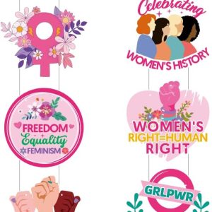 No-DIY Women's History Month Porch Welcome Hanging Sign, Women's History Month Decorations, International Women's Day Decorations for Home Classroom