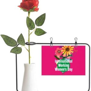 OFFbb-USA International Working Women Day Artificial Rose Flower Hanging Vases Decoration Bottle