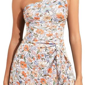 One Piece Swim Dress for Women - One Shoulder Tummy Control Swimsuit with Skirt 2025 Skirted Bathing Suit Swimdress