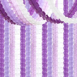 Purple White Lavender Party-Decorations Streamers-Garland - 12pcs Women Girl Birthday Supplies 4-Leaf Clover Paper Banners,Baby Bridal Shower Wedding