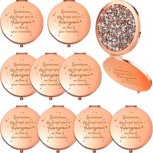 Roowest 10 Pcs Inspirational Compact Mirror Bulk You're Awesome Reminder Appreciation Gifts for Women Employee Coworker Friend